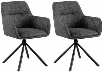 2er Set Stuhl Tipton Stoff, dunkelgrau