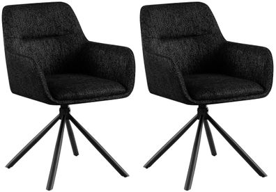 2er Set Stuhl Tipton Stoff, schwarz
