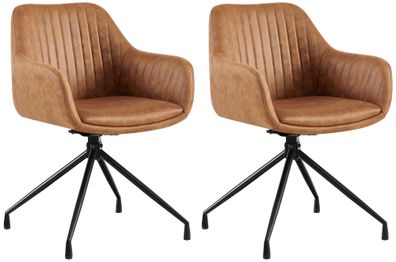 2er Set Esszimmerstuhl Welby Vintage , hellbraun
