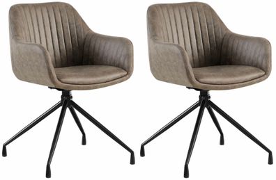 2er Set Esszimmerstuhl Welby Vintage , grau