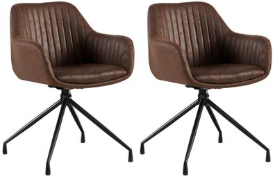 2er Set Esszimmerstuhl Welby Vintage , dunkelbraun