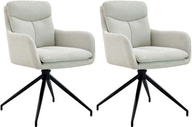 2er Set Esszimmerstuhl Somers Stoff, creme