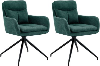 2er Set Esszimmerstuhl Somers Stoff, grün