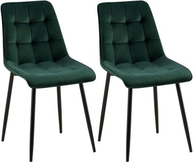 2er Set Esszimmerstuhl Gifford Samt, grün