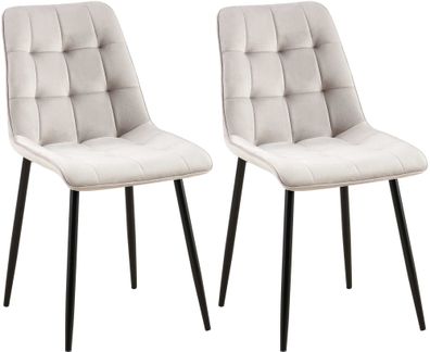 2er Set Esszimmerstuhl Gifford Samt, grau