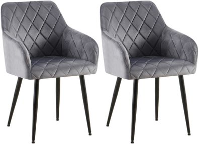 2er Set Esszimmerstuhl Monett Samt B, dunkelgrau