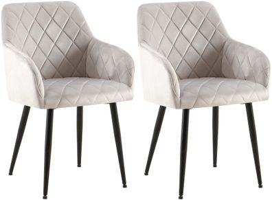 2er Set Esszimmerstuhl Monett Samt B, grau