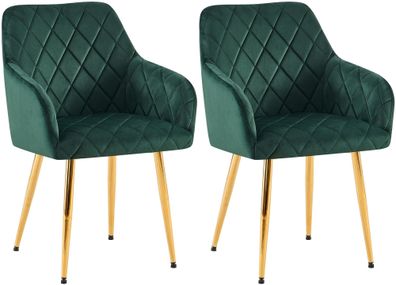 2er Set Esszimmerstuhl Monett Samt G, grün