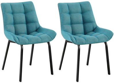 2er Set Stuhl Saranda Stoff schwarz, türkis