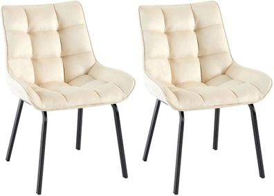 2er Set Stuhl Saranda Samt, creme