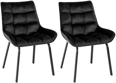 2er Set Stuhl Saranda Samt, schwarz