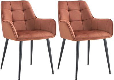 2er Set Esszimmerstuhl Ferndale Samt, braun