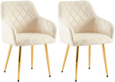 2er Set Esszimmerstuhl Monett Samt G, creme