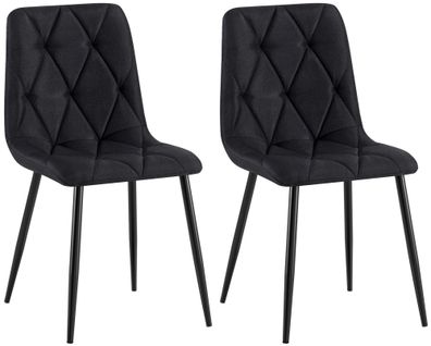 2er Set Esszimmerstuhl Clairton Stoff, schwarz