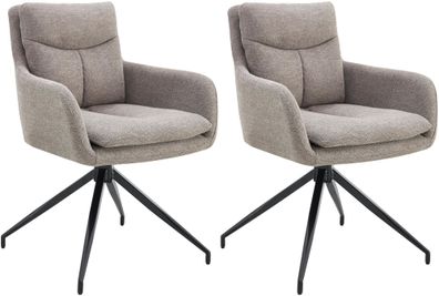 2er Set Esszimmerstuhl Somers Stoff, taupe