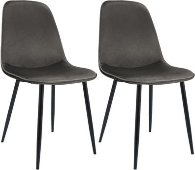2er Set Esszimmerstuhl Maryam Samt , anthrazit