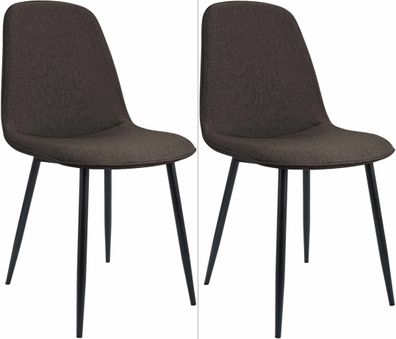 2er Set Esszimmerstuhl Maryam Stoff, braun