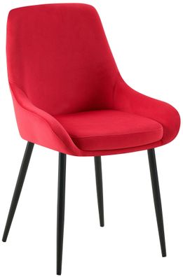 Esszimmerstuhl Elmira Samt schwarz, rot