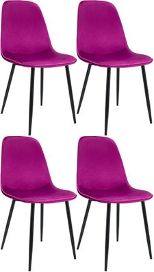 4er Set Esszimmerstuhl Maryam Samt, lila