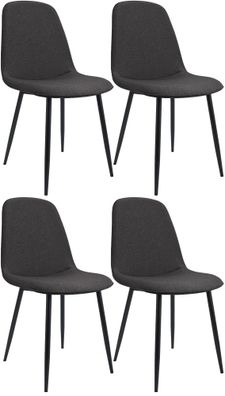 4er Set Esszimmerstuhl Maryam Stoff, dunkelgrau