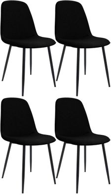 4er Set Esszimmerstuhl Maryam Stoff, schwarz