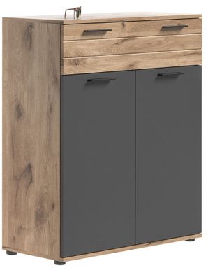 Schuhkommode in Nox Oak Nachbildung und Basalt grau Nachbildung