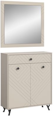 Xonox Schuhschrank mit Wandspiegel Notes Sandbeige Modern