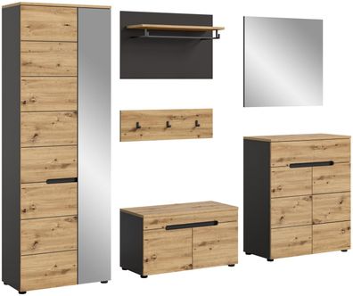 Xonox Garderobenkombination Canu Eiche Grau 5-teilig Modern