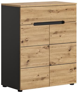 Xonox Kommode für Garderobe Canu Eiche Grau Modern