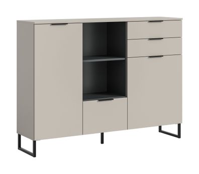 Highboard in Kaschmir Nachbildung und schwarz
