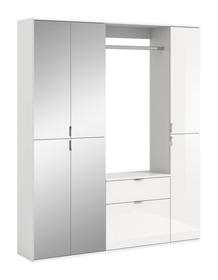 Xonox Garderoben 6-Tür Spiegelschrank Projekt X Schuhschrank Weiß