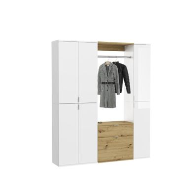 Garderobe mit Schuhschrank Projekt X Weiß/Eiche 6-türig