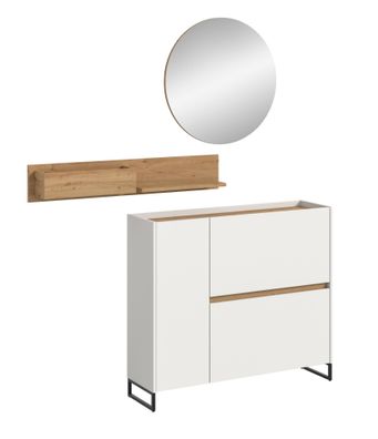 Garderobenkombination in weiß Nachbildung und Artisan Oak Nachbildung