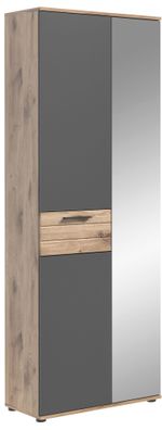 Garderobenschrank in Nox Oak Nachbildung und Basalt grau Nachbildung
