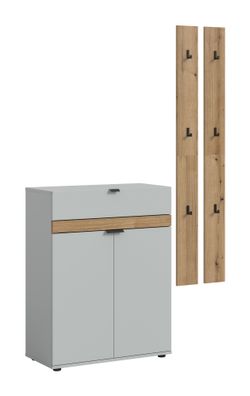Garderobenkombination in grau Nachbildung und Evoke Oak Nachbildung