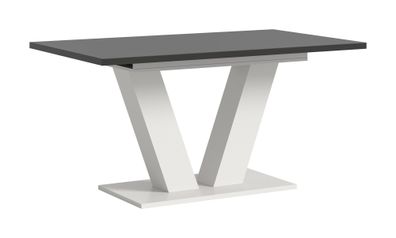 Ausziehbarer Esstisch (B/H/T): 150-190x76x90 in weiß Nachbildung und grau Nachbi