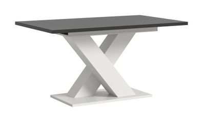 Ausziehbarer Esstisch (B/H/T): 150-190x76x90 in weiß Nachbildung und grau Nachbi