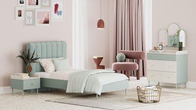 Almila Jugendzimmer Set Laila 3-teilig Nil-Grün 100x200 cm