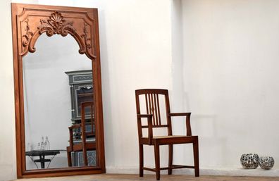 Trumeau Ganzkörper Spiegel Groß 200cm Teak Massiv Holz Antik Alt Vintage Schellack