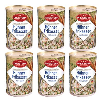 Dreistern 6x Hühnerfrikassee mit Gemüse 400g Ringpulldose / Original Konserve