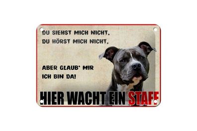 Blechschild Hinweis Hier wacht ein Staff 18x12cm gewölbt