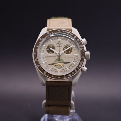 OMEGA x Swatch MoonSwatch Mission to Saturn Straußenleder SO33T100C