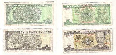 1 und 5 Pesos Banknoten Cuba Kuba 2006