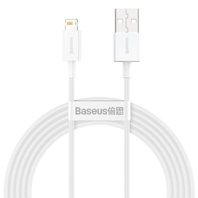 Baseus Superior USB-auf-Lightning Kabel 2m, Schnellladen 2,4A, Weiß (Modell: CAL
