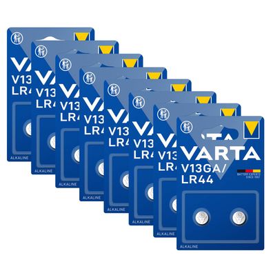 8x 2er Blister V13GA VARTA Knopfzelle Batterie LR44 AG13 13GA V76PX SR44 V 13 GA