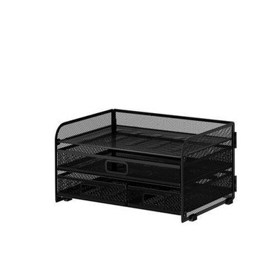 JAN NOWAK Schreibtisch-Organizer Korb mit offenen Schubladen Schwarz