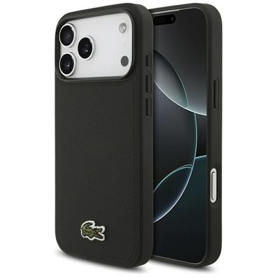 Hülle iPhone 17 Pro Lacoste Iconic Petit Pique schwarz Logo Krokodil Magsafe