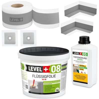 Dichtset für ca 5 m² Dusche Flüssigfolie 7kg Tiefengrund Dichtband SET53