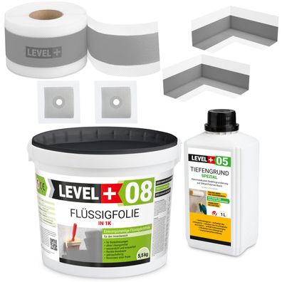 Dichtset für Dusche, Bad Tiefengrund Dichtband Flüssigfolie 5,5kg SET55