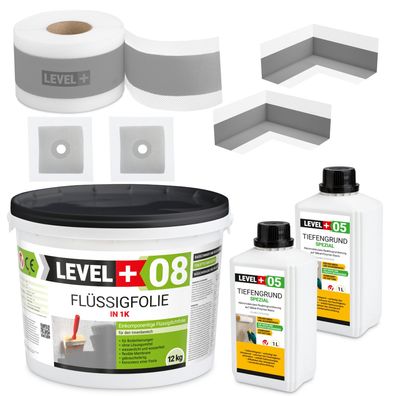 Dichtset für Dusche und Bad Flüssigfolie 12kg Tiefengrund Dichtband SET56
